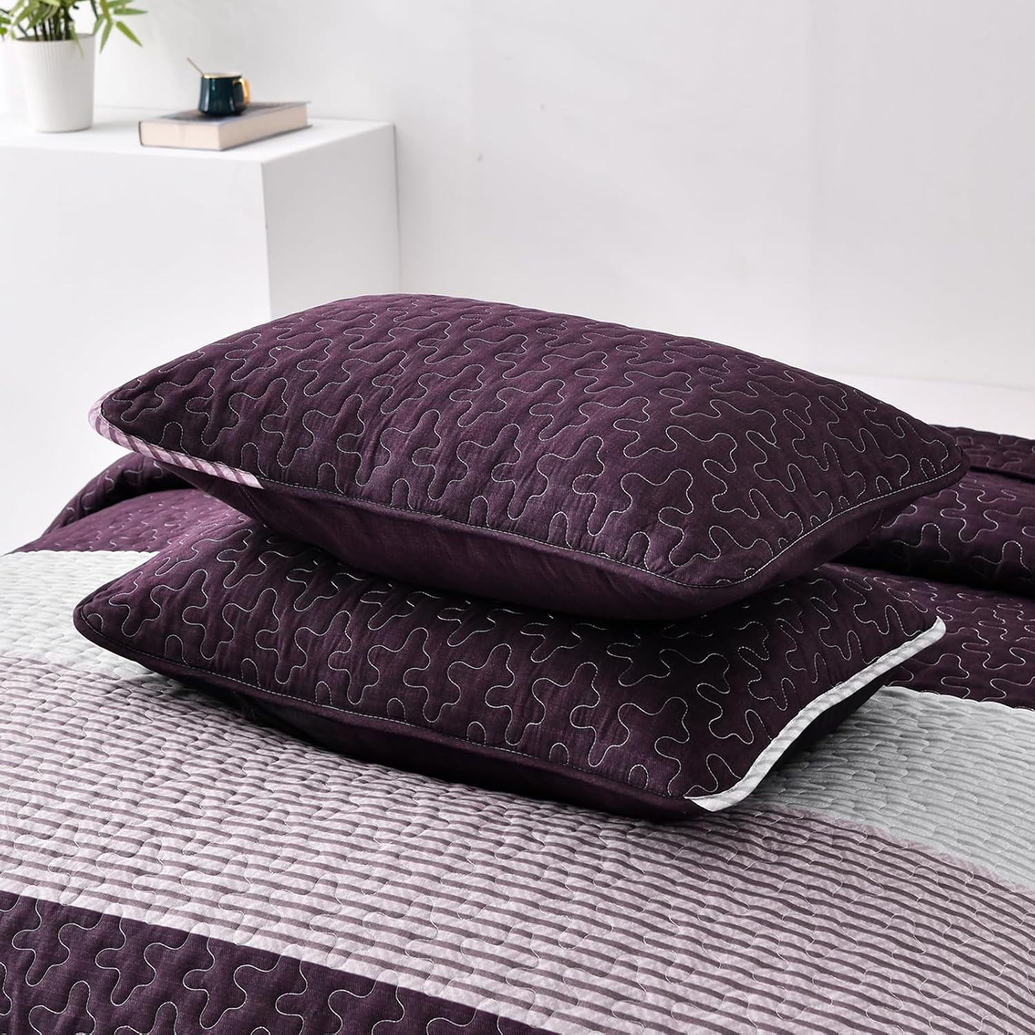 Radiant Quilted coverlet and pillowcovers set: Brighten Any Room - Queen size V745-MAC090478Q13U