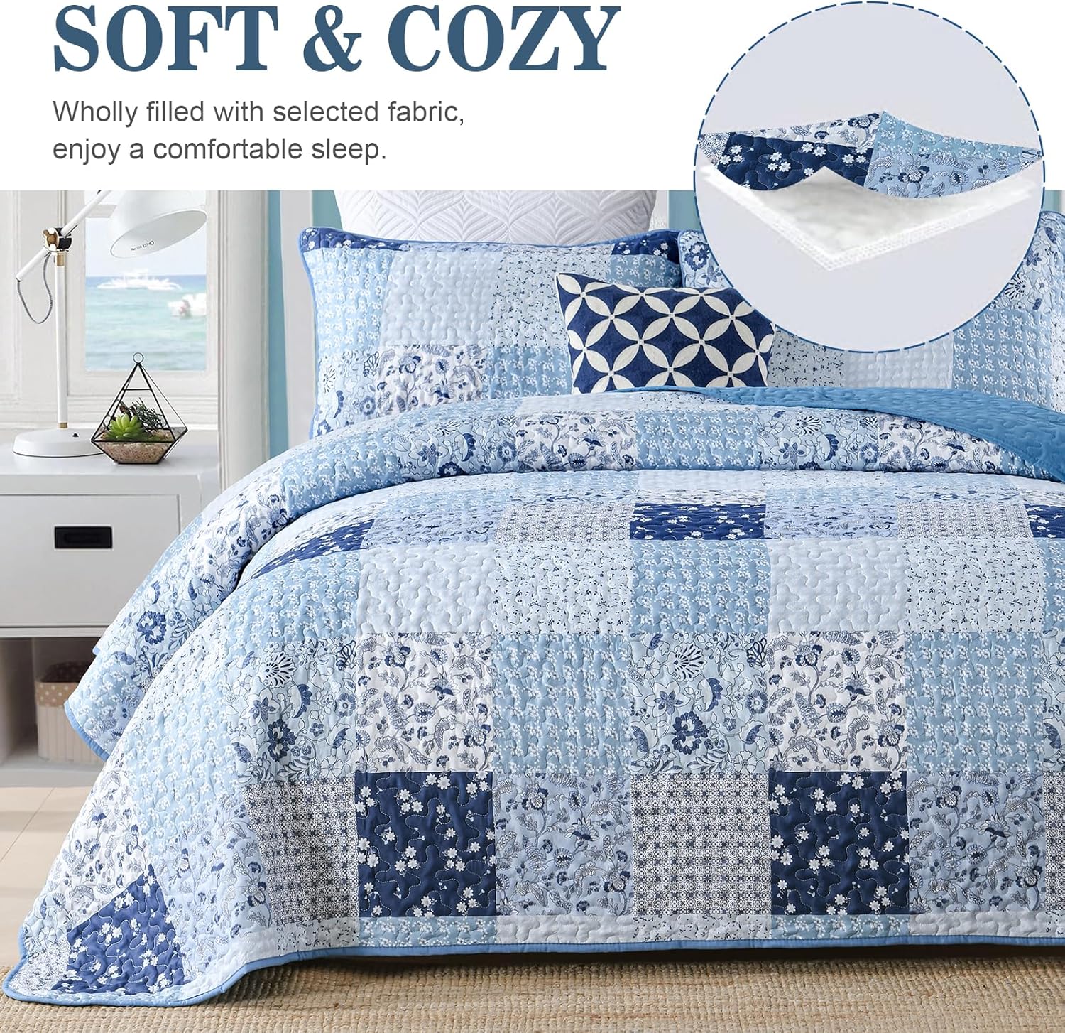 Charming Quilted coverlet and pillowcovers set: Timeless Appeal - Queen size V745-MAC090522Q13U