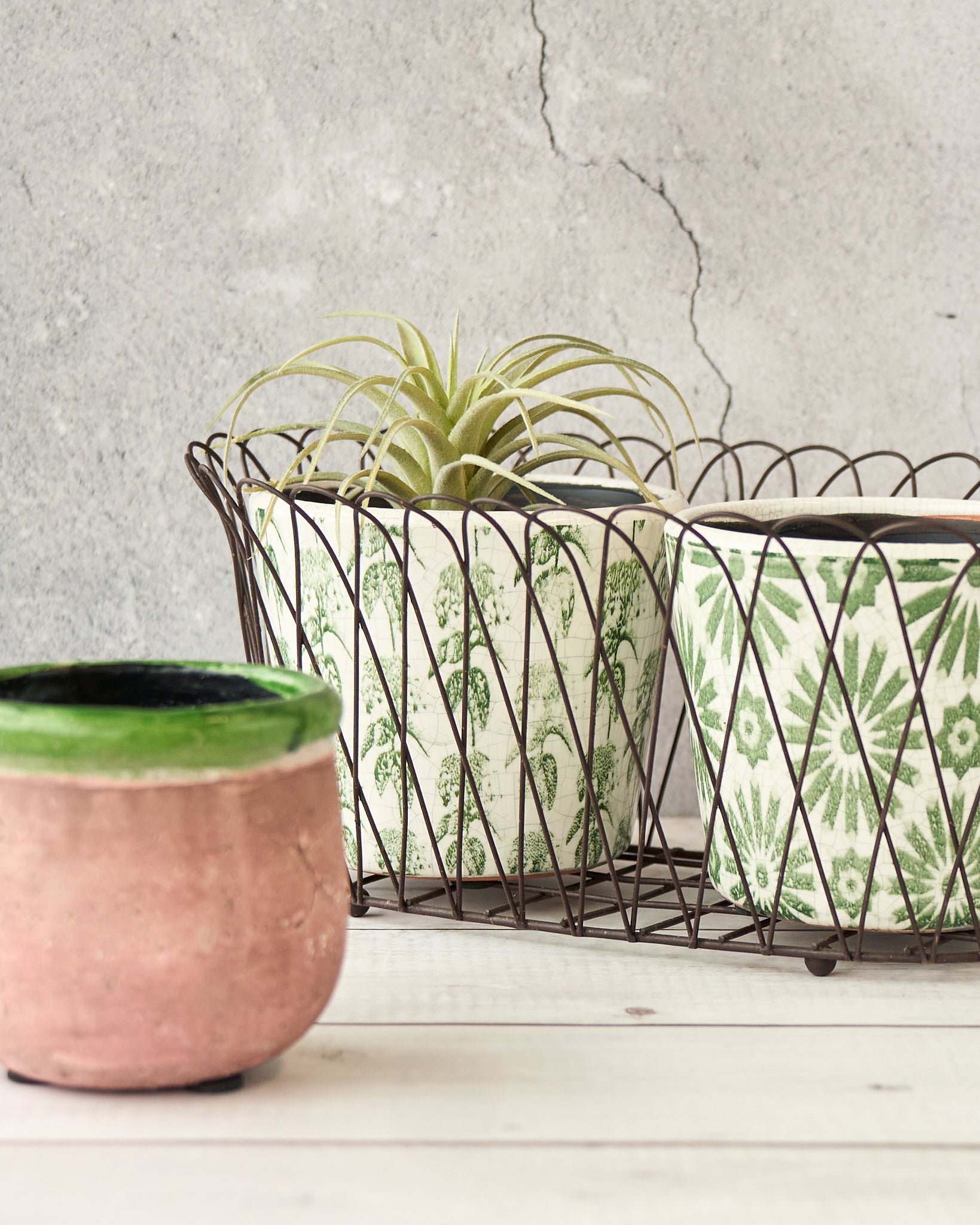 casa-verde-wire-planter-alfabia-double-rust V758-CV05067R