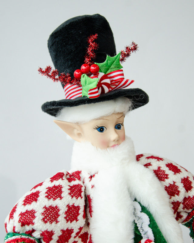 LUXURY CHRISTMAS CAROLLER ELF GREEN/RED 65CM V758-X3543