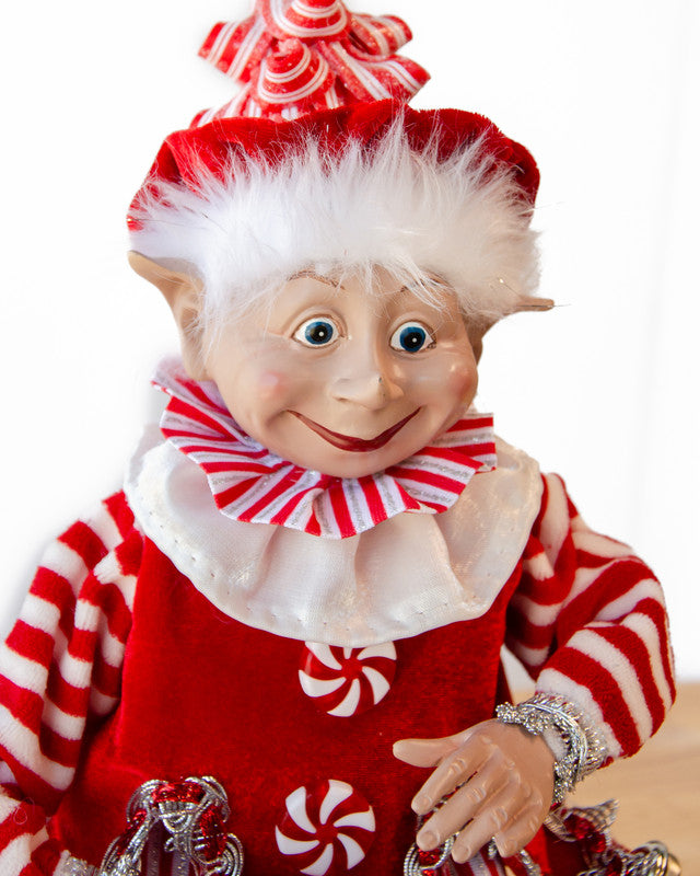 CHRISTMAS CANDY STRIPE BOY ELF RD/WH 65CM V758-X3544