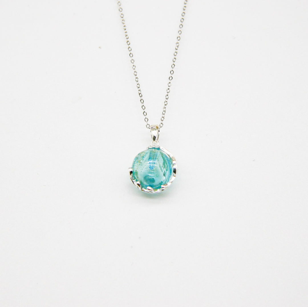 Gift Box - Aroma Necklace White Gold - Planet Celestial Aqua (Light Blue) + Purify Oil Blend V760-GBAJ - 1