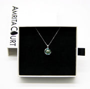 Gift Box - Aroma Necklace White Gold - Planet Celestial Aqua (Light Blue) + Purify Oil Blend V760-GBAJ - 1