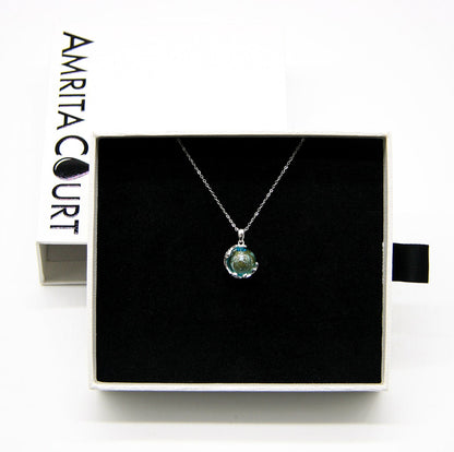 Gift Box - Aroma Necklace White Gold - Planet Celestial Aqua (Light Blue) + Purify Oil Blend V760-GBAJ - 1