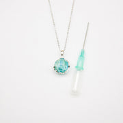 Gift Box - Aroma Necklace White Gold - Planet Celestial Aqua (Light Blue) + Purify Oil Blend V760-GBAJ - 1