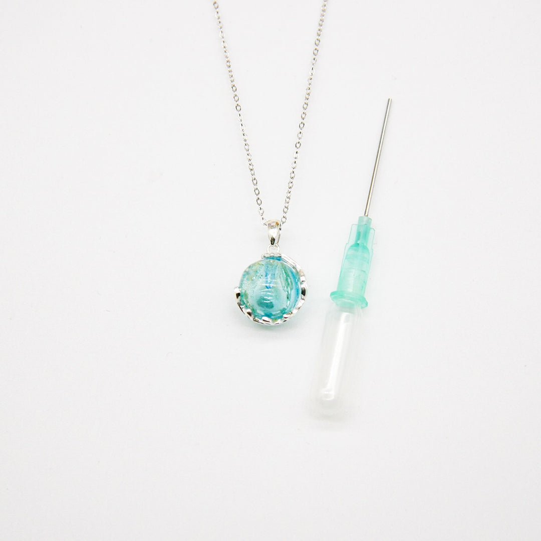 Gift Box - Aroma Necklace White Gold - Planet Celestial Aqua (Light Blue) + Purify Oil Blend V760-GBAJ - 1