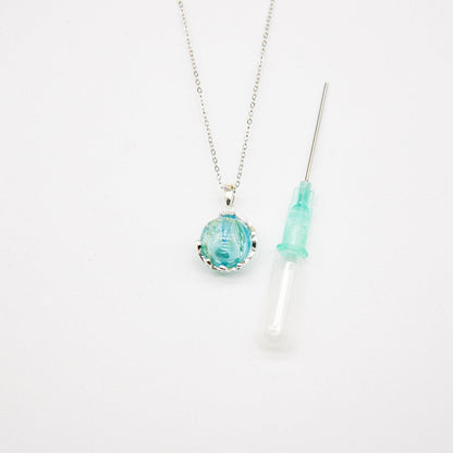 Gift Box - Aroma Necklace White Gold - Planet Celestial Aqua (Light Blue) + Purify Oil Blend V760-GBAJ - 1