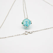 Gift Box - Aroma Necklace White Gold - Planet Celestial Aqua (Light Blue) + Purify Oil Blend V760-GBAJ - 1