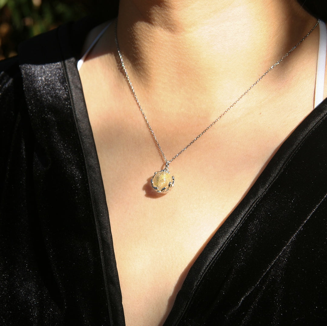 Gift Box - Aroma Necklace White Gold - Planet Stardust Crystal (Gold Clear) + Purify Oil Blend V760-GBAJ - 10