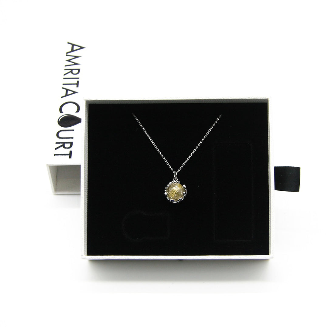 Gift Box - Aroma Necklace White Gold - Planet Stardust Crystal (Gold Clear) + Purify Oil Blend V760-GBAJ - 10