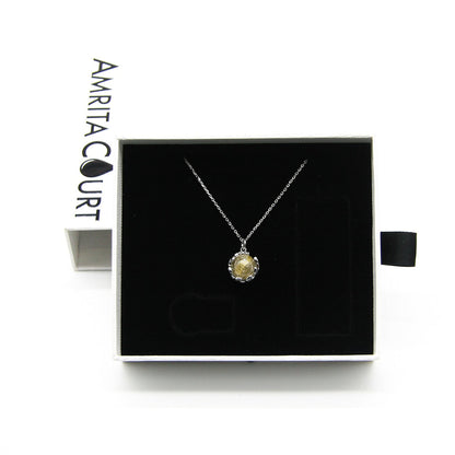 Gift Box - Aroma Necklace White Gold - Planet Stardust Crystal (Gold Clear) + Purify Oil Blend V760-GBAJ - 10