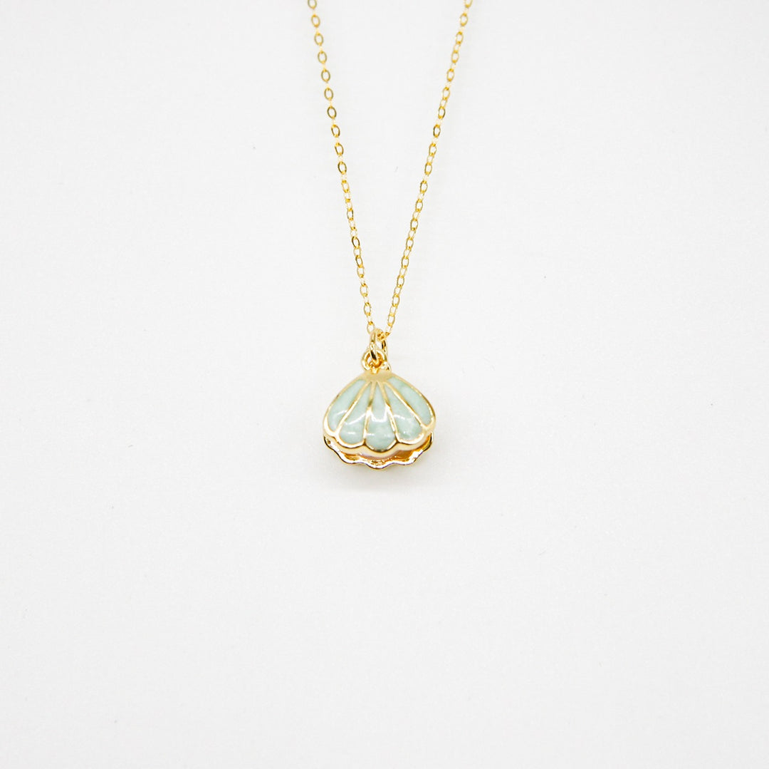 Gift Box - Aroma Necklace 925 Silver, Gold coated - Green Shell Paradise Peach (Pink) + Purify Oil Blend V760-GBAJ - 11