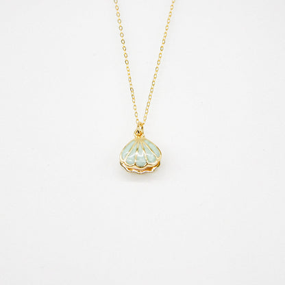 Gift Box - Aroma Necklace 925 Silver, Gold coated - Green Shell Paradise Peach (Pink) + Purify Oil Blend V760-GBAJ - 11