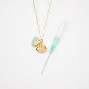 Gift Box - Aroma Necklace 925 Silver, Gold coated - Green Shell Paradise Peach (Pink) + Purify Oil Blend V760-GBAJ - 11