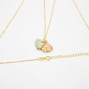 Gift Box - Aroma Necklace 925 Silver, Gold coated - Green Shell Paradise Peach (Pink) + Purify Oil Blend V760-GBAJ - 11