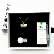 Gift Box - Aroma Necklace 925 Silver, Gold coated - Green Shell Paradise Peach (Pink) + Purify Oil Blend V760-GBAJ - 11