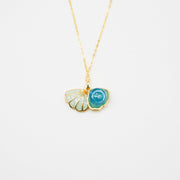 Gift Box - Aroma Necklace 925 Silver, Gold coated - Green Shell Ocean Breeze (Light blue) + Purify Oil Blend V760-GBAJ - 13