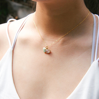 Gift Box - Aroma Necklace 925 Silver, Gold coated - Green Shell Dreamy Lavender (Light Purple) + Purify Oil V760-GBAJ - 14