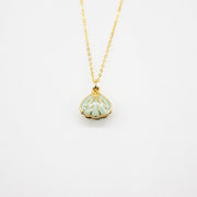 Gift Box - Aroma Necklace 925 Silver, Gold coated - Green Shell Dreamy Lavender (Light Purple) + Purify Oil V760-GBAJ - 14