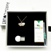 Gift Box - Aroma Necklace 925 Silver, Gold coated - Green Shell Dreamy Lavender (Light Purple) + Purify Oil V760-GBAJ - 14