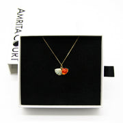 Gift Box - Aroma Necklace 925 Silver, Gold coated - Green Shell Sunset Coral (Bright Red Orange) + Purify Oil V760-GBAJ - 15