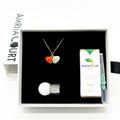 Gift Box - Aroma Necklace 925 Silver, Gold coated - Green Shell Sunset Coral (Bright Red Orange) + Purify Oil V760-GBAJ - 15