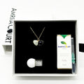Gift Box - Aroma Necklace 925 Silver, Gold coated - Green Shell Ocean Depth (Dark Blue) + Purify Oil Blend V760-GBAJ - 16