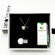 Gift Box - Aroma Necklace 925 Silver, Gold coated - Green Shell Ocean Depth (Dark Blue) + Purify Oil Blend V760-GBAJ - 16