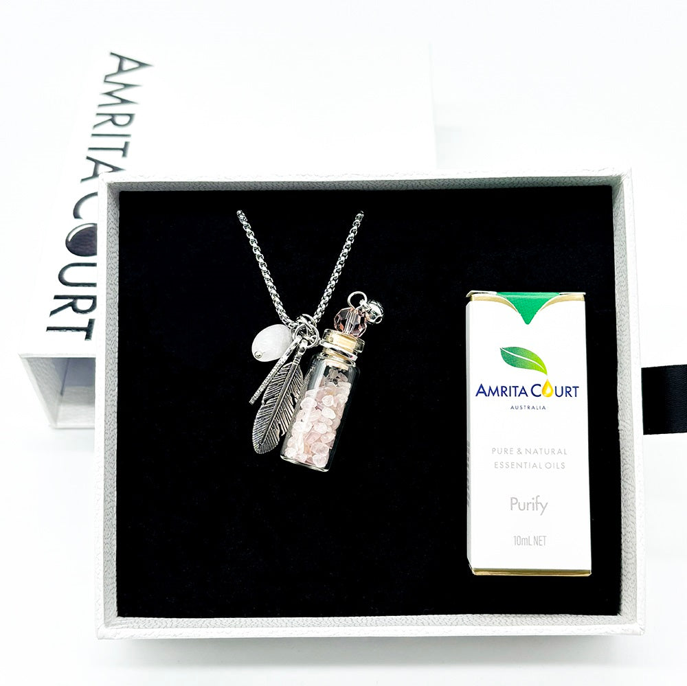Gift Box - Crystal Bottle (Rose Quartz) + Purify Oil Blend V760-GBAJ - 17