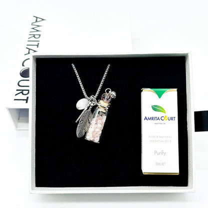 Gift Box - Crystal Bottle (Rose Quartz) + Purify Oil Blend V760-GBAJ - 17