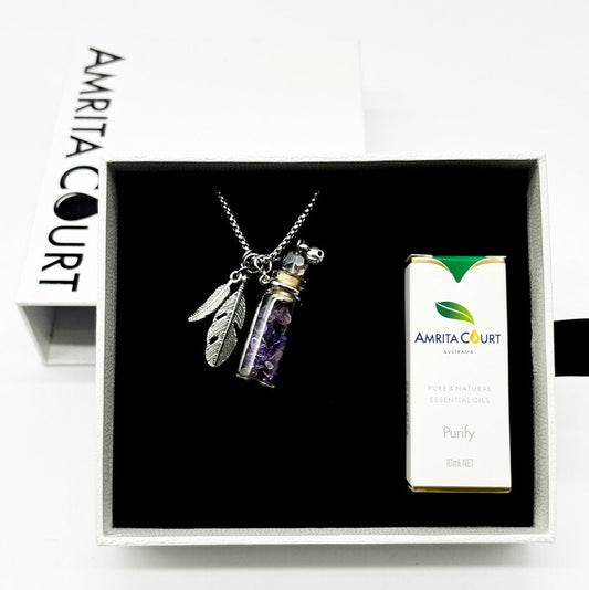Gift Box - Crystal Bottle (Amethyst) + Purify Oil Blend V760-GBAJ - 18