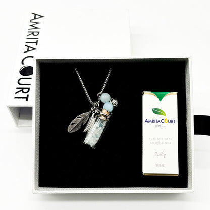 Gift Box - Crystal Bottle (Aquamarine) + Purify Oil Blend V760-GBAJ - 19