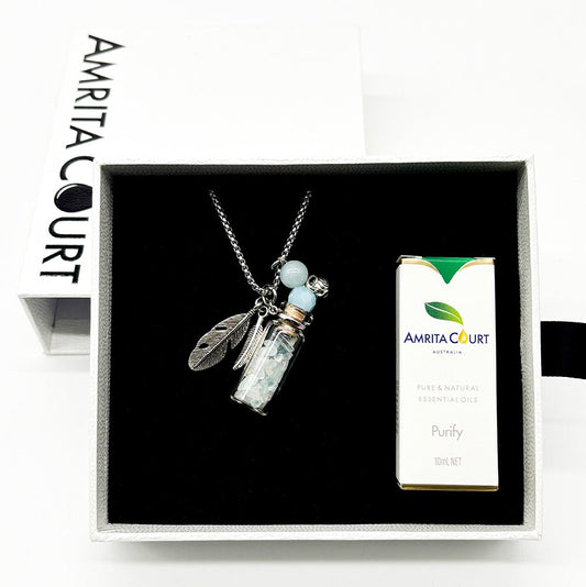 Gift Box - Crystal Bottle (Aquamarine) + Purify Oil Blend V760-GBAJ - 19