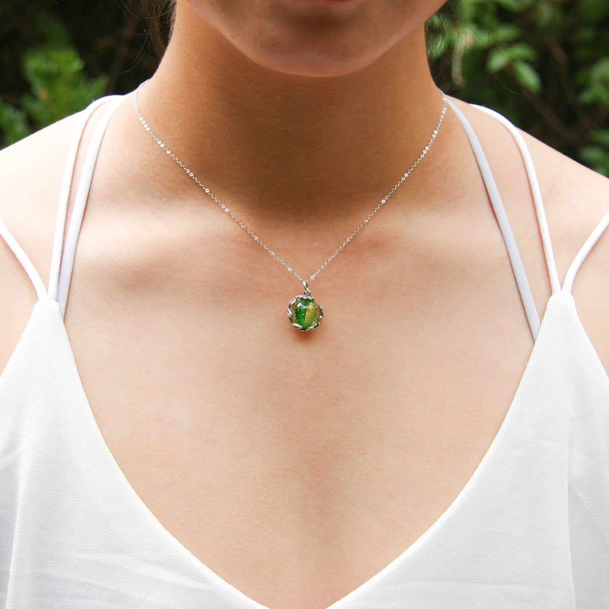 Gift Box - Aroma Necklace White Gold - Planet Aurum Verdant (Gold Green) + Purify Oil Blend V760-GBAJ - 2