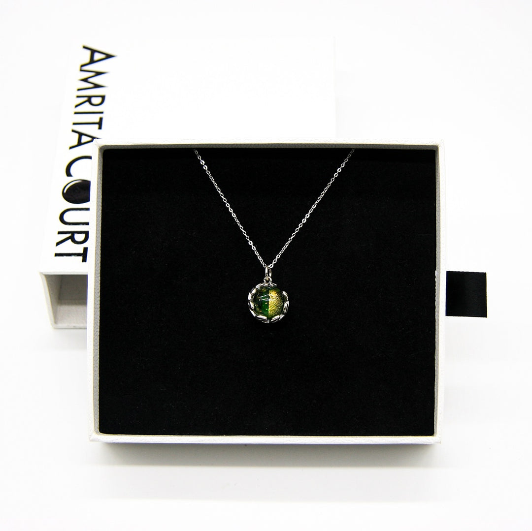 Gift Box - Aroma Necklace White Gold - Planet Aurum Verdant (Gold Green) + Purify Oil Blend V760-GBAJ - 2