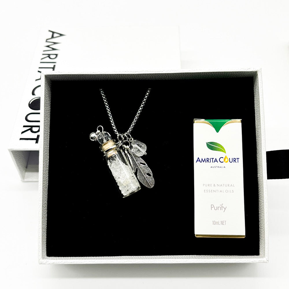 Gift Box - Crystal Bottle (Clear Quartz) + Purify Oil Blend V760-GBAJ - 20