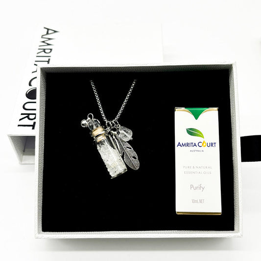 Gift Box - Crystal Bottle (Clear Quartz) + Purify Oil Blend V760-GBAJ - 20