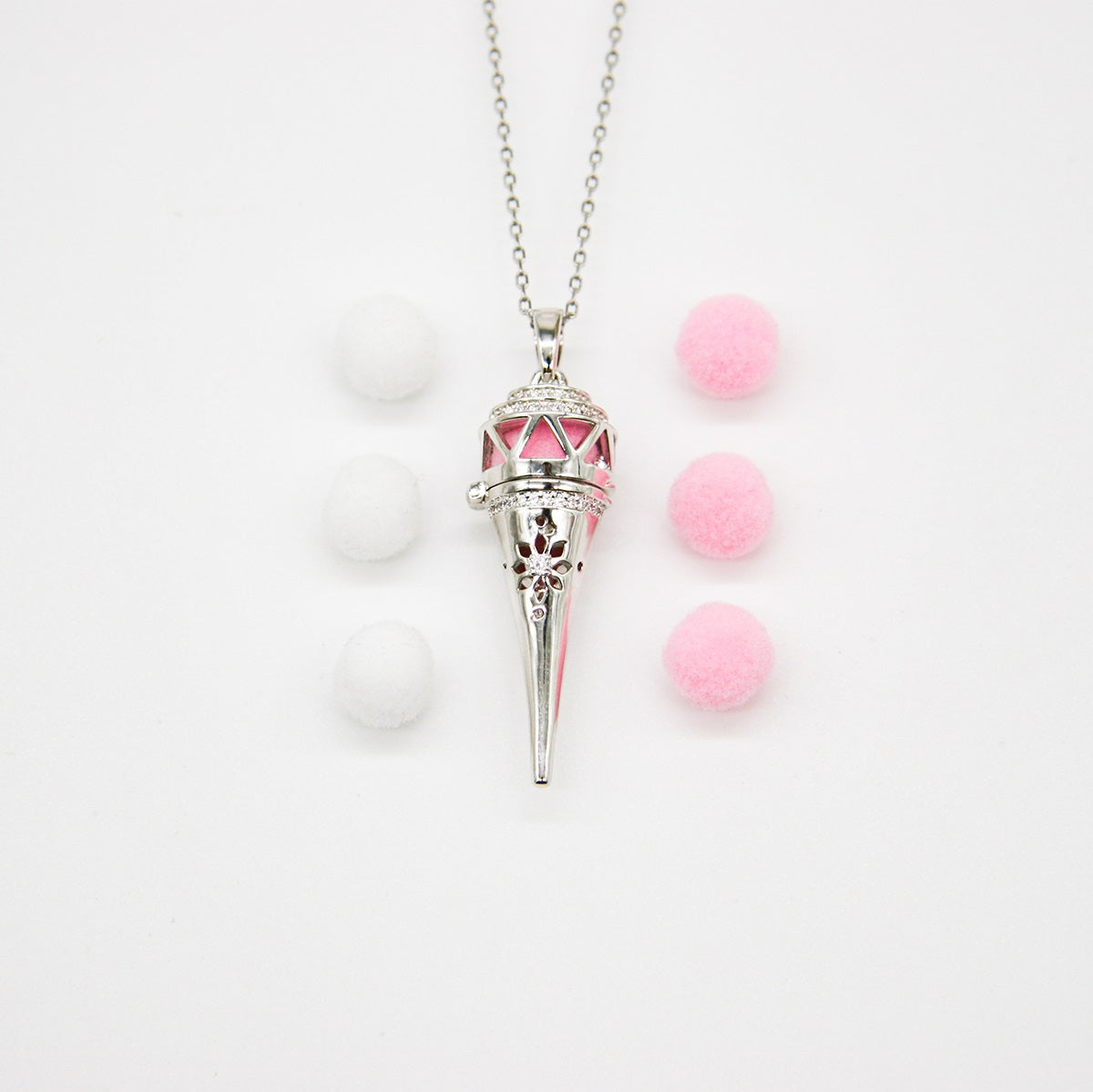 Gift Box - Cone White Gold Aroma Necklace + Purify Oil Blend V760-GBAJ - 22