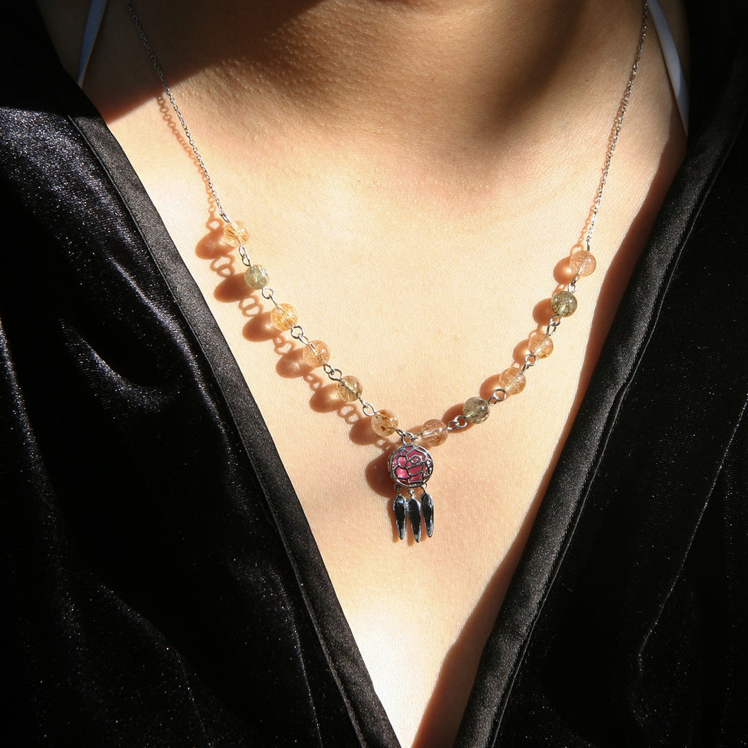 Gift Box - Rose White Gold Aroma Necklace + Purify Oil Blend V760-GBAJ - 24