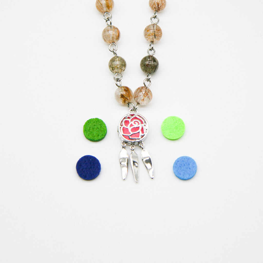 Gift Box - Rose White Gold Aroma Necklace + Purify Oil Blend V760-GBAJ - 24