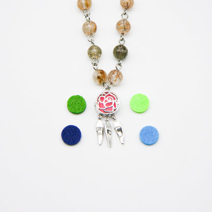 Gift Box - Rose White Gold Aroma Necklace + Purify Oil Blend V760-GBAJ - 24
