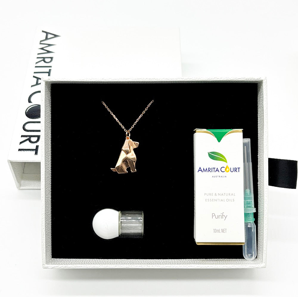 Gift Box - Dog Rose Gold Aroma Necklace + Purify Oil Blend V760-GBAJ - 27