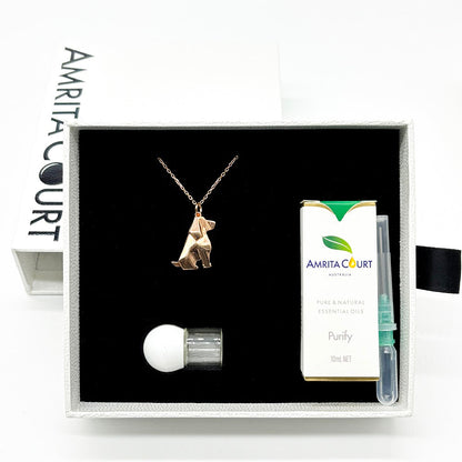 Gift Box - Dog Rose Gold Aroma Necklace + Purify Oil Blend V760-GBAJ - 27