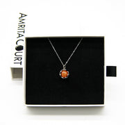 Gift Box - Aroma Necklace White Gold - Planet Solstice Sunburst (Fire Red) + Purify Oil Blend V760-GBAJ - 3
