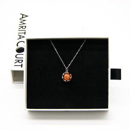 Gift Box - Aroma Necklace White Gold - Planet Solstice Sunburst (Fire Red) + Purify Oil Blend V760-GBAJ - 3