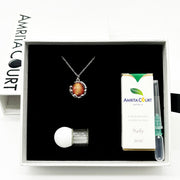 Gift Box - Aroma Necklace White Gold - Planet Solstice Sunburst (Fire Red) + Purify Oil Blend V760-GBAJ - 3