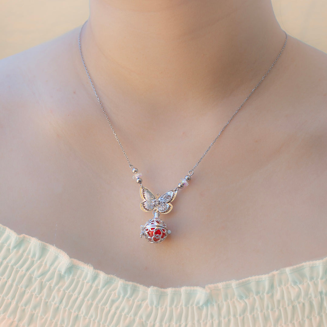 Gift Box - Butterfly White Gold Aroma Necklace + Purify Oil Blend V760-GBAJ - 30