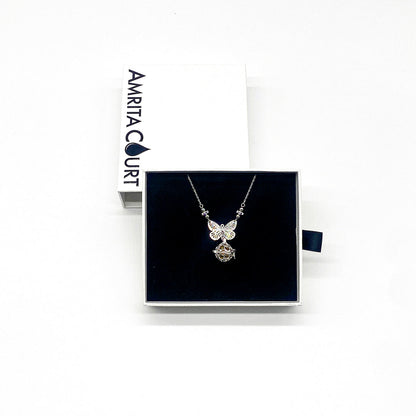 Gift Box - Butterfly White Gold Aroma Necklace + Purify Oil Blend V760-GBAJ - 30