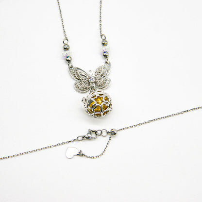 Gift Box - Butterfly White Gold Aroma Necklace + Purify Oil Blend V760-GBAJ - 30
