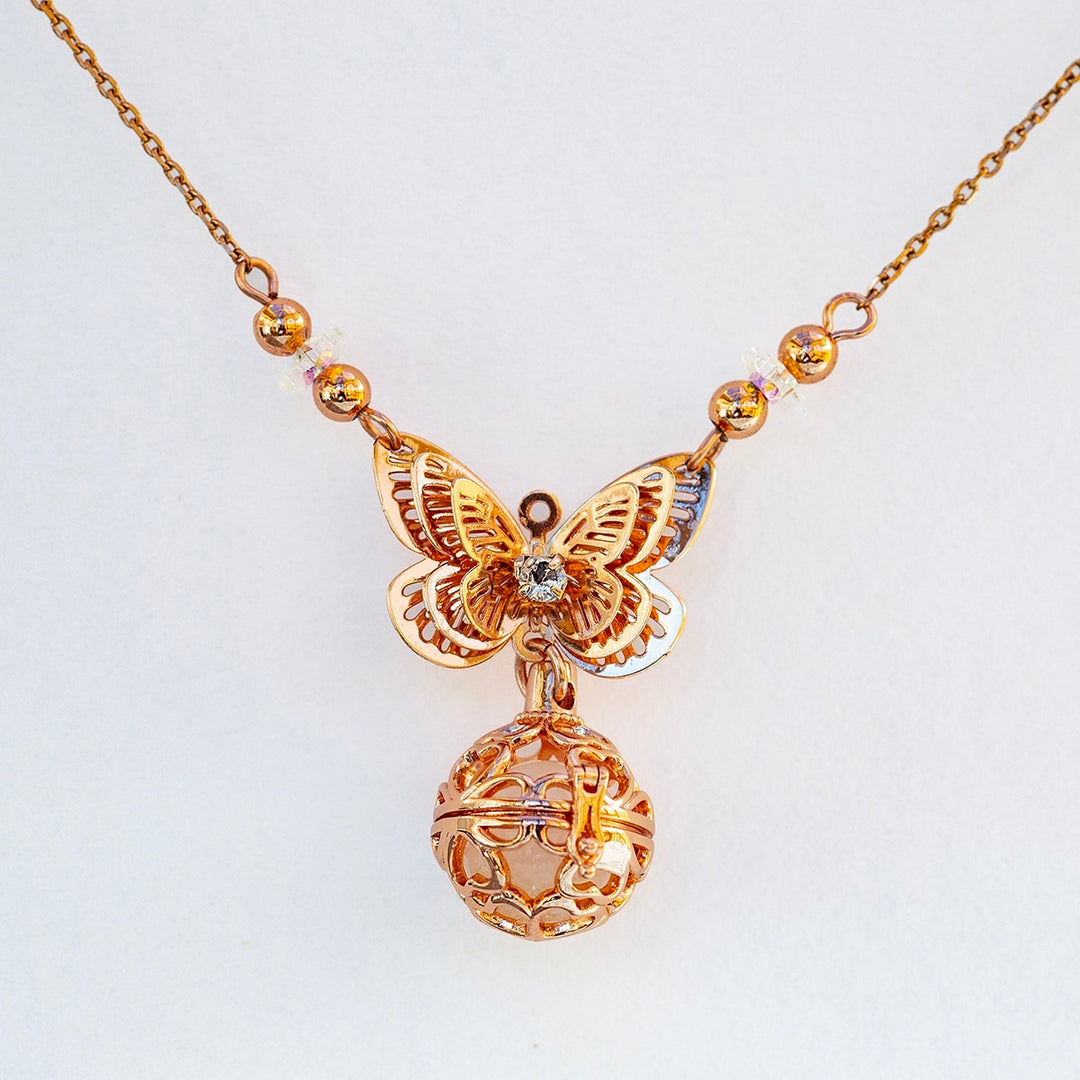 Gift Box - Butterfly Rose Gold Aroma Necklace + Purify Oil Blend V760-GBAJ - 31